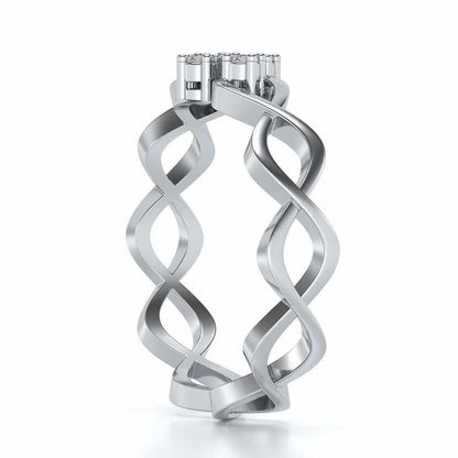 Locked DNA Silver Ring - White Gold - Image 3