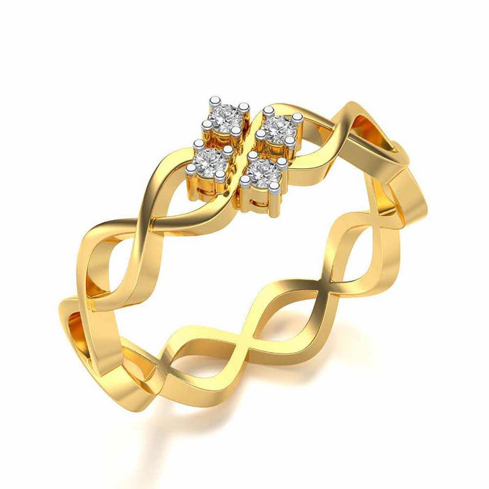 Locked DNA Silver Ring - Yellow Gold - Image 1