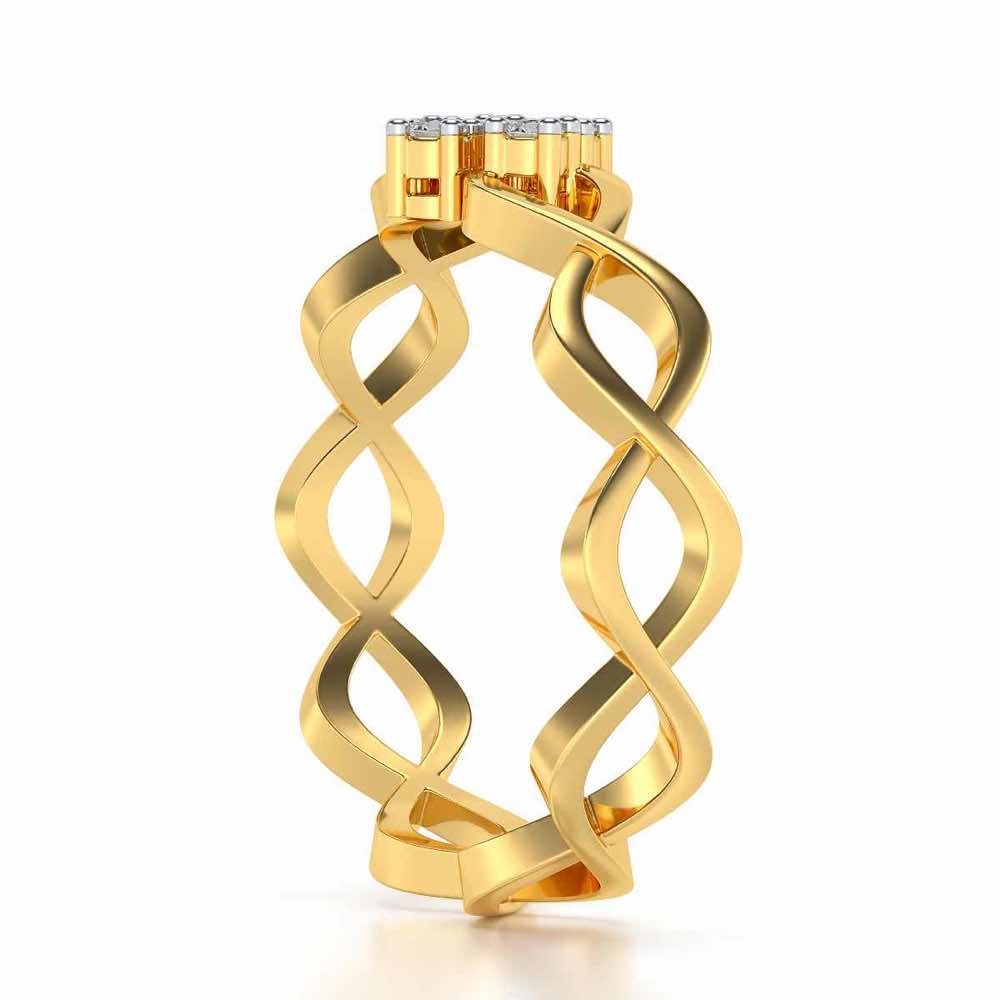 Locked DNA Silver Ring - Yellow Gold - Image 3