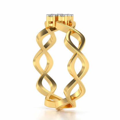 Locked DNA Silver Ring - Yellow Gold - Image 3