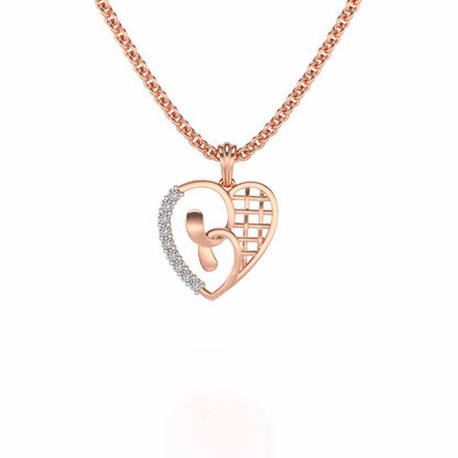 Locked Heart Silver Pendant - Rose Gold - Image 1