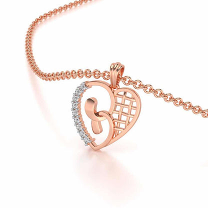 Locked Heart Silver Pendant - Rose Gold - Image 2