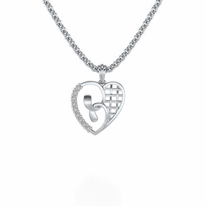 Locked Heart Silver Pendant - White Gold - Image 1