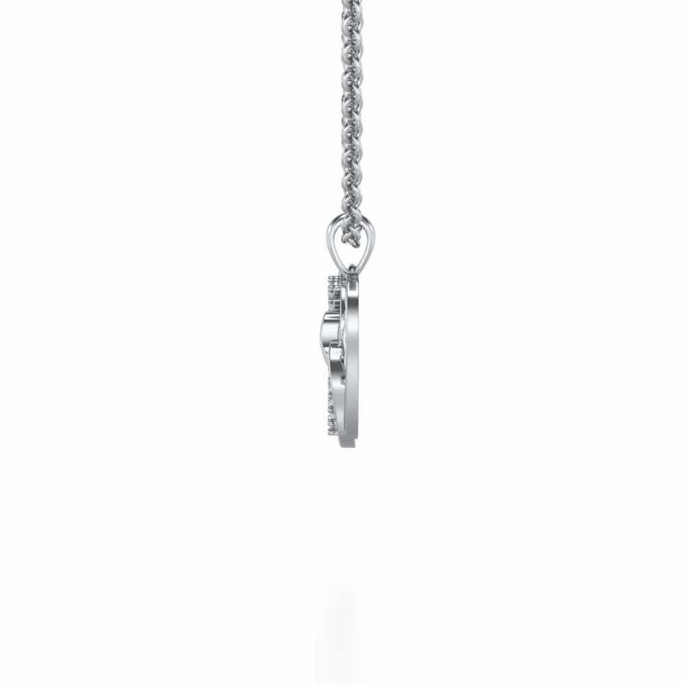 Locked Heart Silver Pendant - White Gold - Image 3