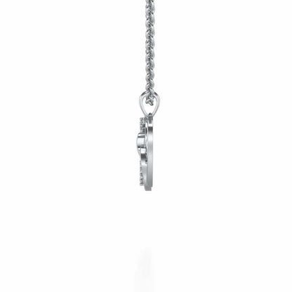 Locked Heart Silver Pendant - White Gold - Image 3