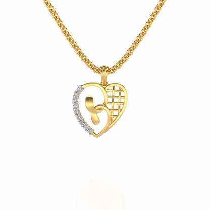 Locked Heart Silver Pendant - Yellow Gold - Image 1