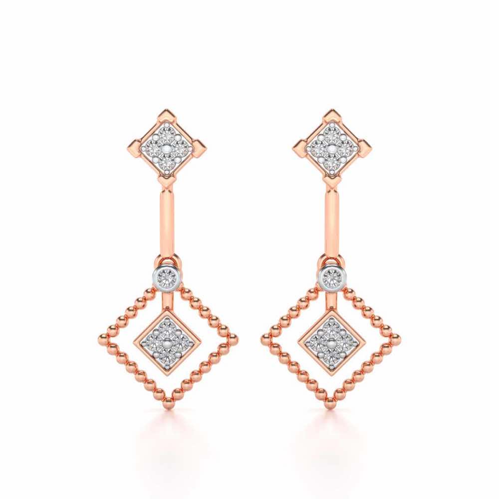 Lotus Heart Drops Earrings - Rose Gold - Image 1