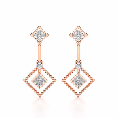 Lotus Heart Drops Earrings - Rose Gold - Image 1