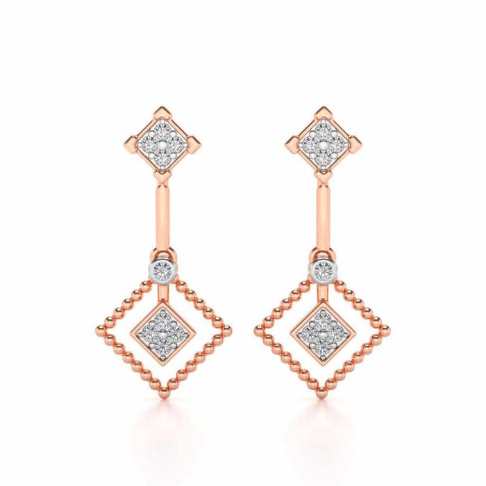Lotus Heart Drops Earrings - Rose Gold - Image 1