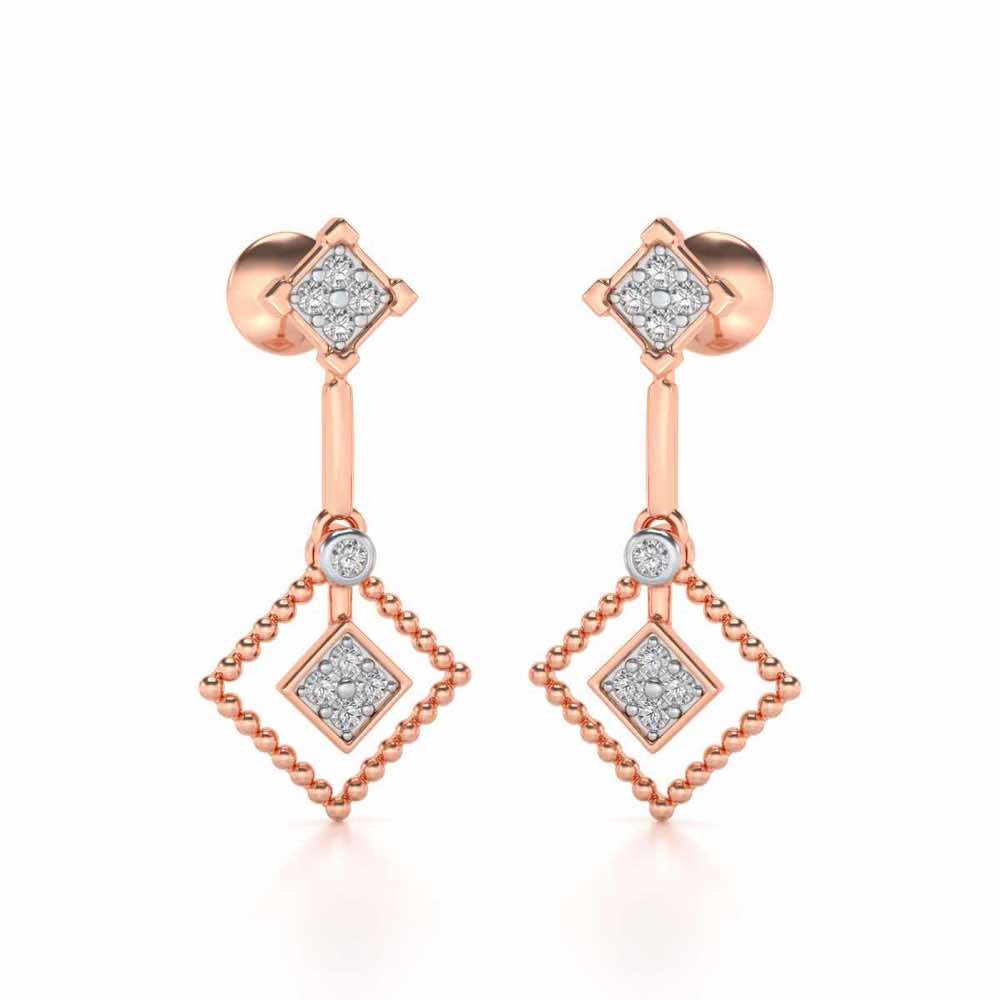 Lotus Heart Drops Earrings - Rose Gold - Image 2