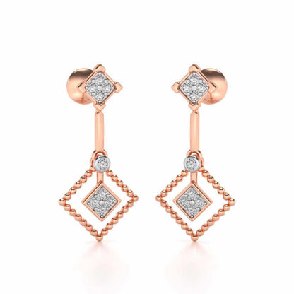 Lotus Heart Drops Earrings - Rose Gold - Image 2