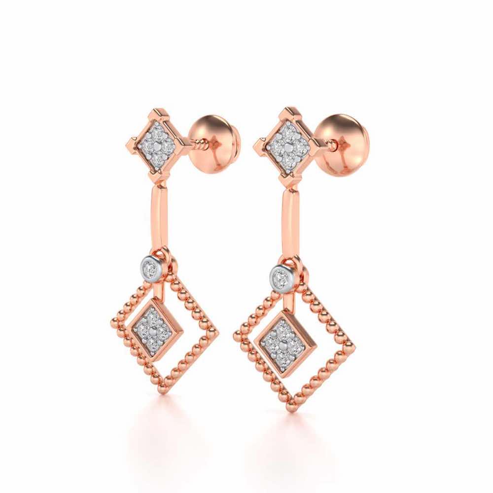 Lotus Heart Drops Earrings - Rose Gold - Image 3