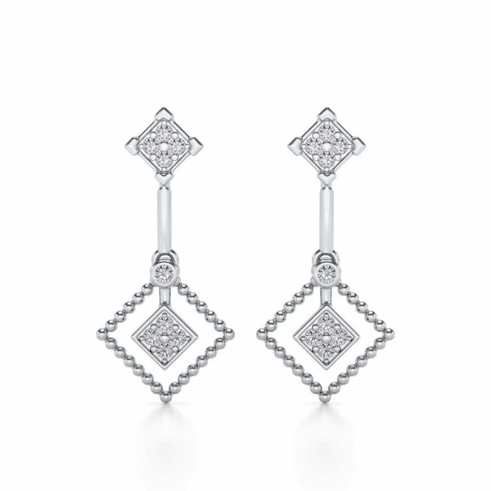 Lotus Heart Drops Earrings - White Gold - Image 1