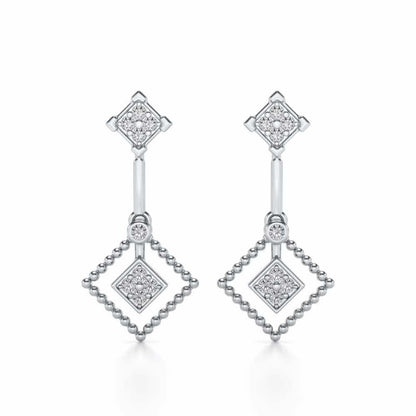 Lotus Heart Drops Earrings - White Gold - Image 1