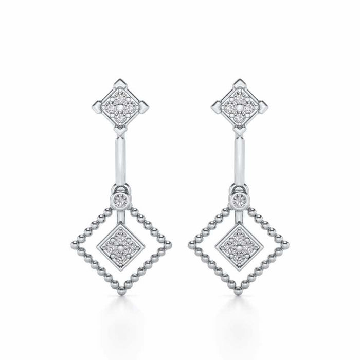Lotus Heart Drops Earrings - White Gold - Image 1