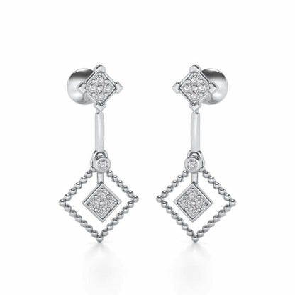 Lotus Heart Drops Earrings - White Gold - Image 2