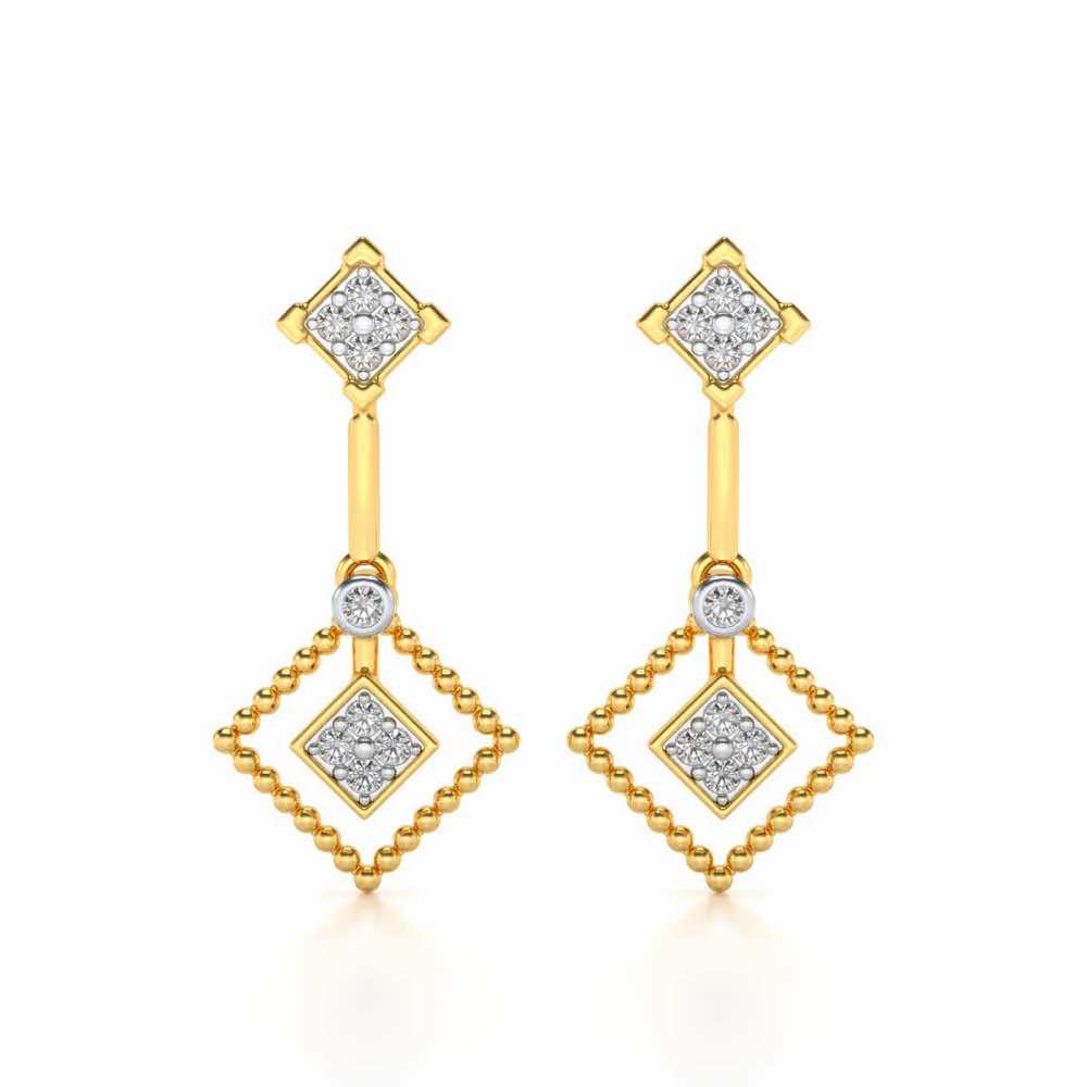 Lotus Heart Drops Earrings - Yellow Gold - Image 1