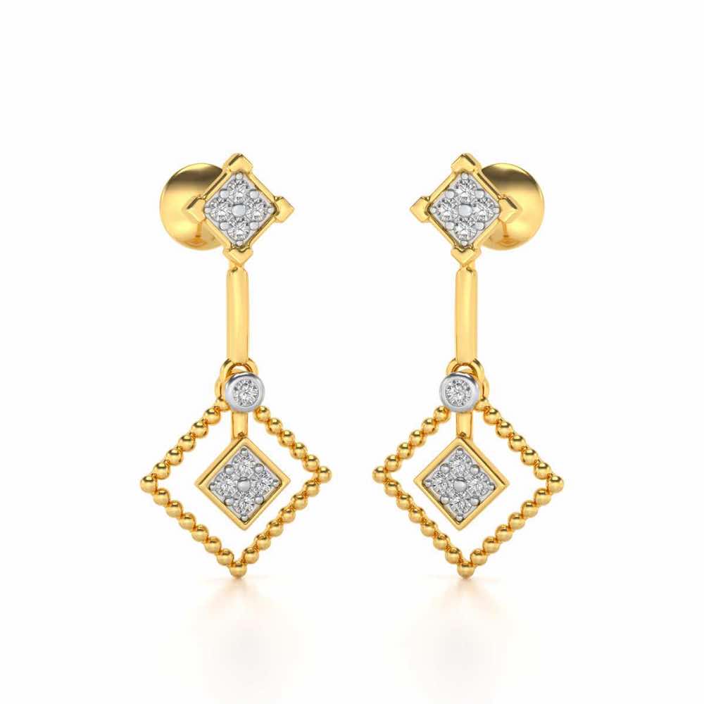 Lotus Heart Drops Earrings - Yellow Gold - Image 2