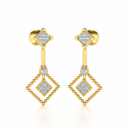 Lotus Heart Drops Earrings - Yellow Gold - Image 2