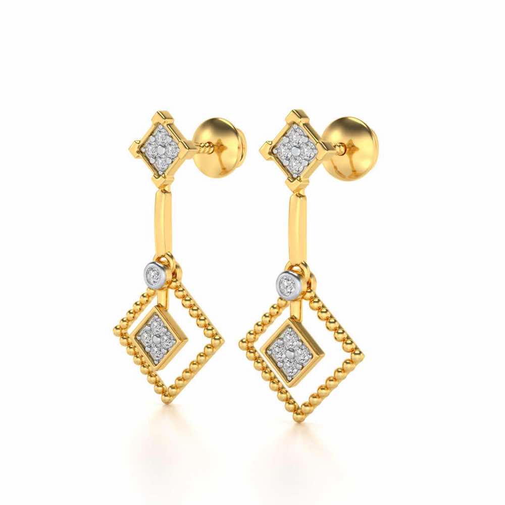 Lotus Heart Drops Earrings - Yellow Gold - Image 3