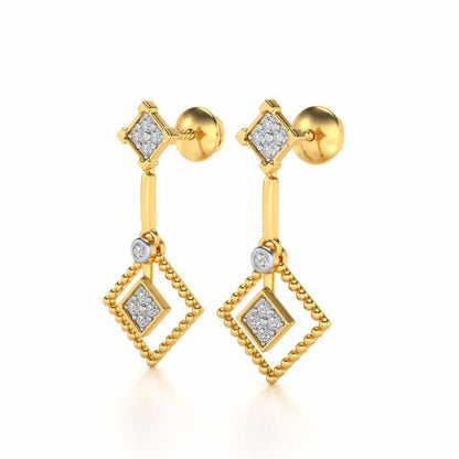 Lotus Heart Drops Earrings - Yellow Gold - Image 3