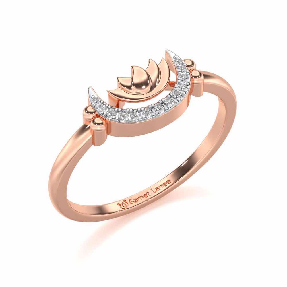 Lotus Moon Silver Ring - Rose Gold - Image 1