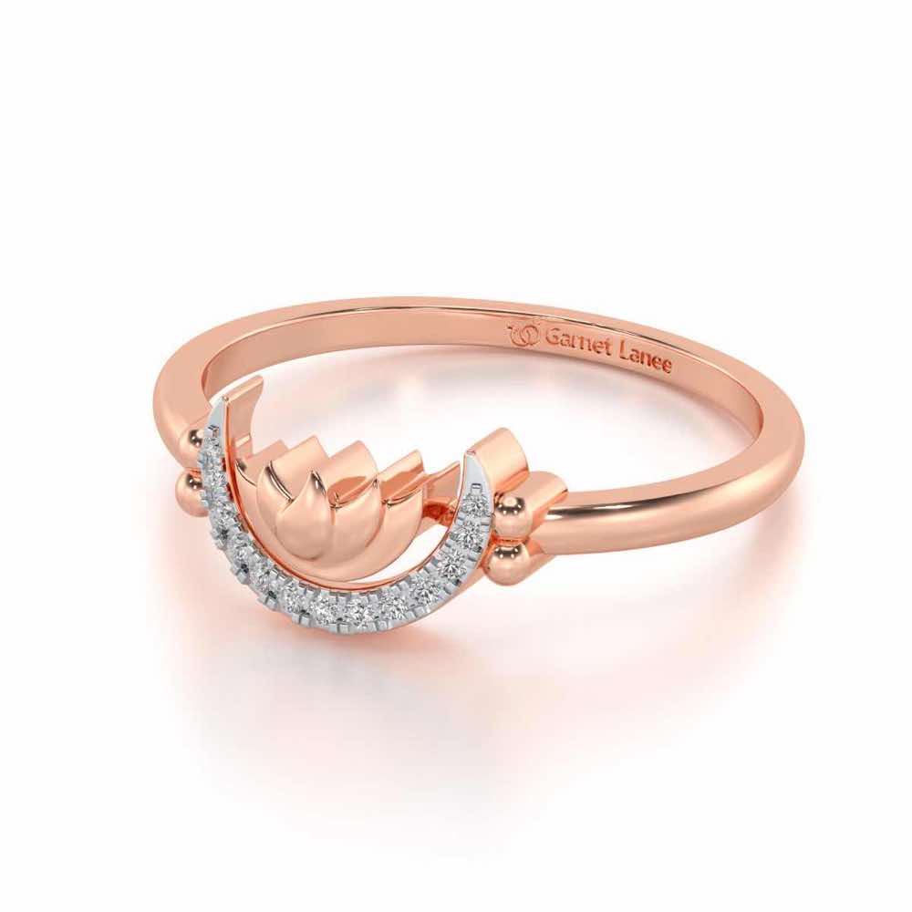 Lotus Moon Silver Ring - Rose Gold - Image 2