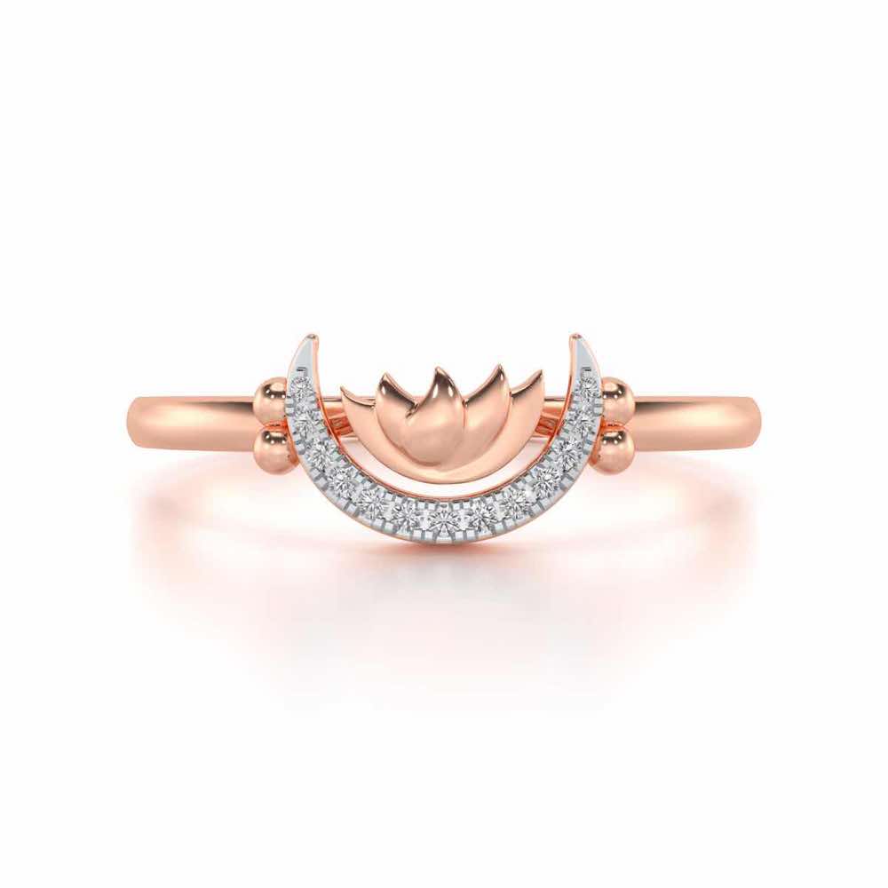 Lotus Moon Silver Ring - Rose Gold - Image 4