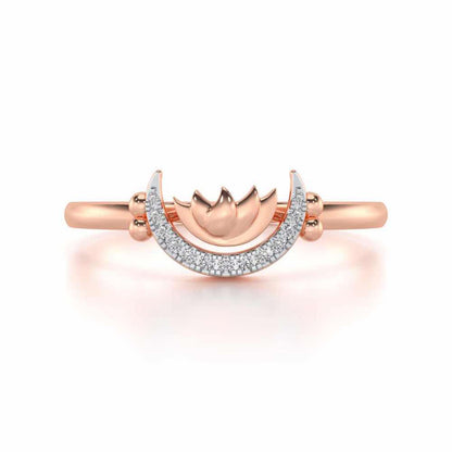 Lotus Moon Silver Ring - Rose Gold - Image 4