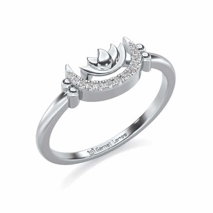 Lotus Moon Silver Ring - White Gold - Image 1