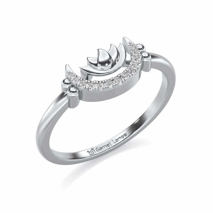 Lotus Moon Silver Ring - White Gold - Image 1