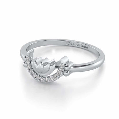 Lotus Moon Silver Ring - White Gold - Image 2