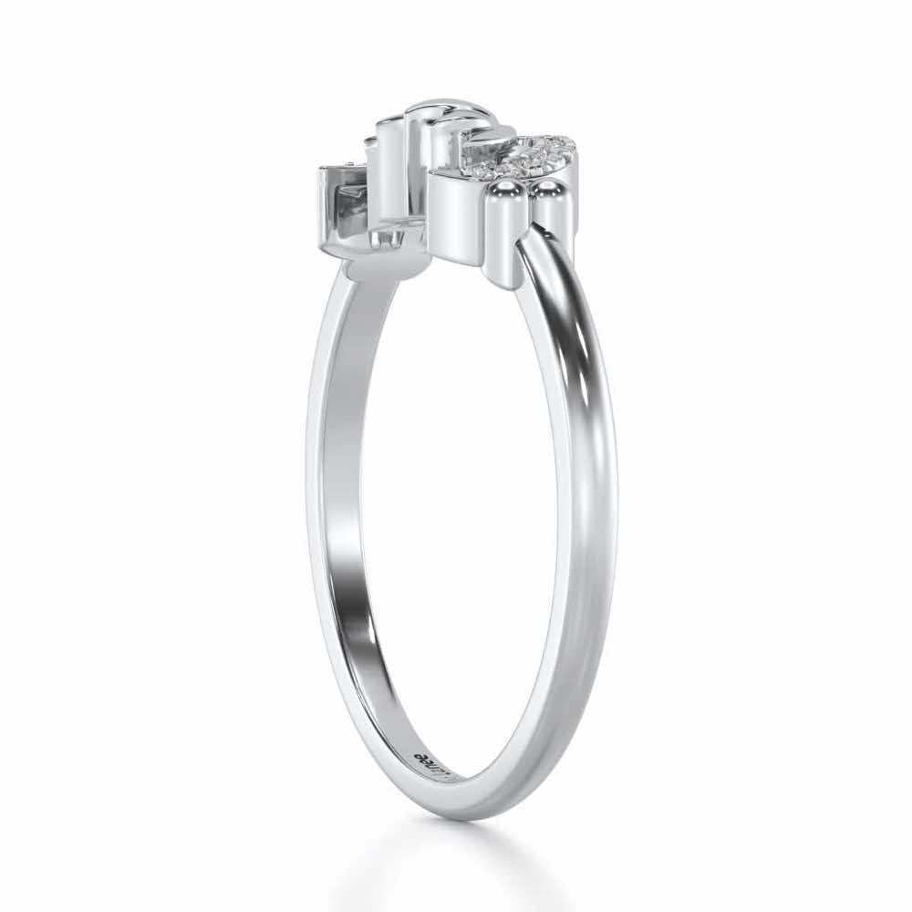 Lotus Moon Silver Ring - White Gold - Image 3