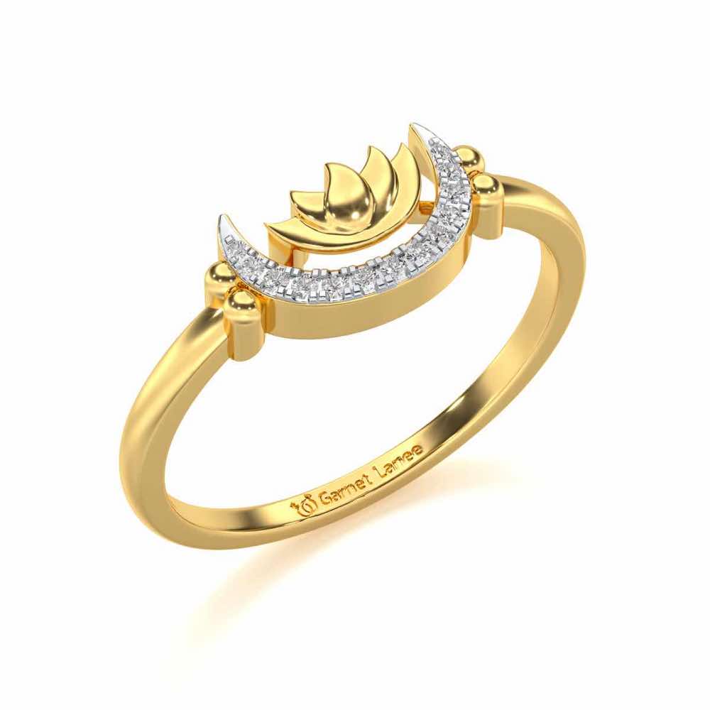 Lotus Moon Silver Ring - Yellow Gold - Image 1