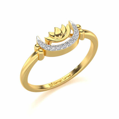 Lotus Moon Silver Ring - Yellow Gold - Image 1