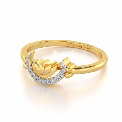 Lotus Moon Silver Ring - Yellow Gold - Image 2