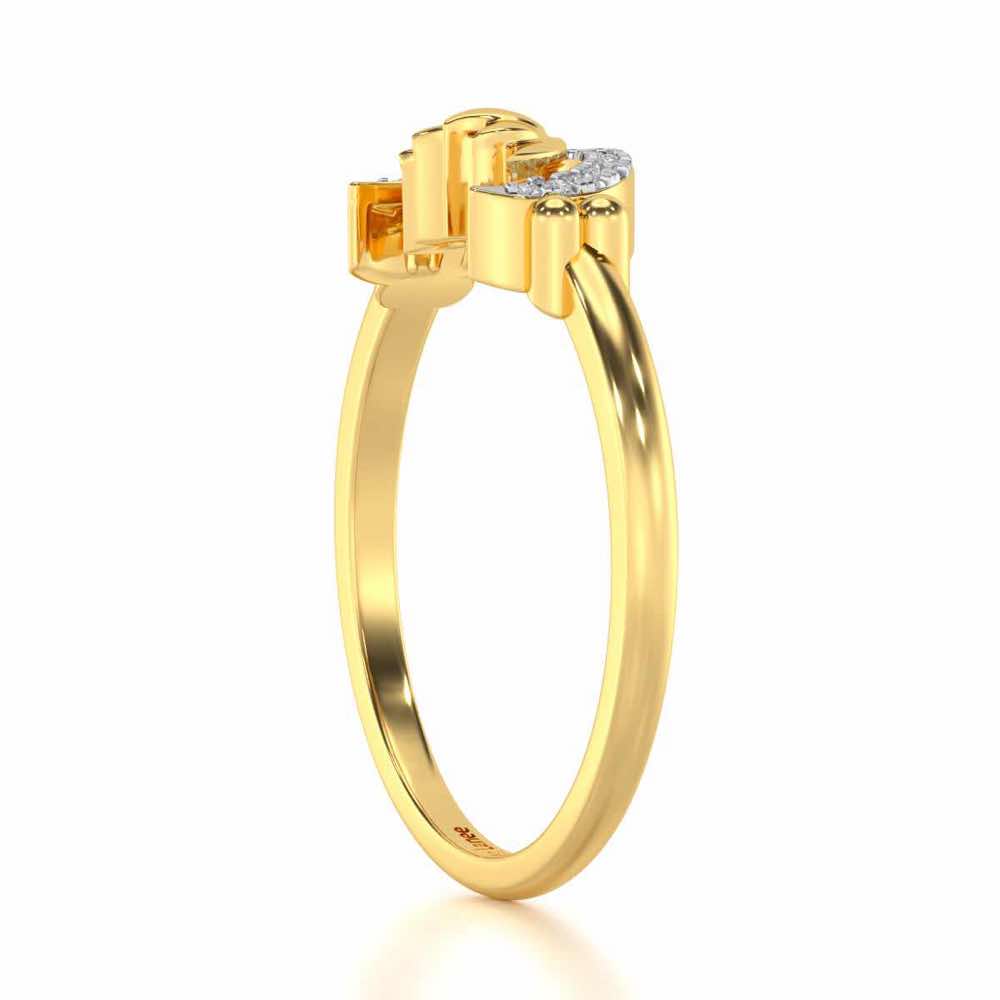 Lotus Moon Silver Ring - Yellow Gold - Image 3