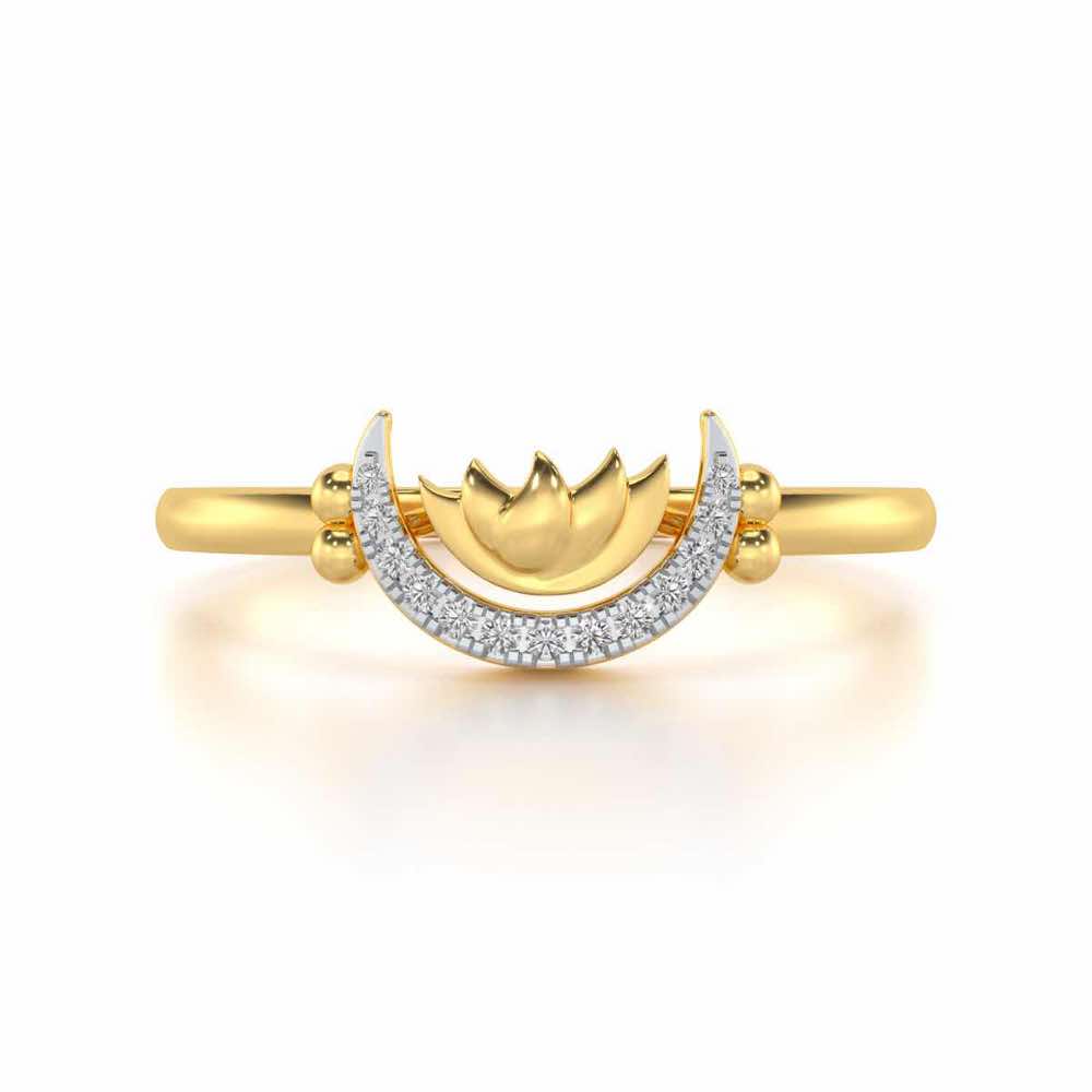 Lotus Moon Silver Ring - Yellow Gold - Image 4