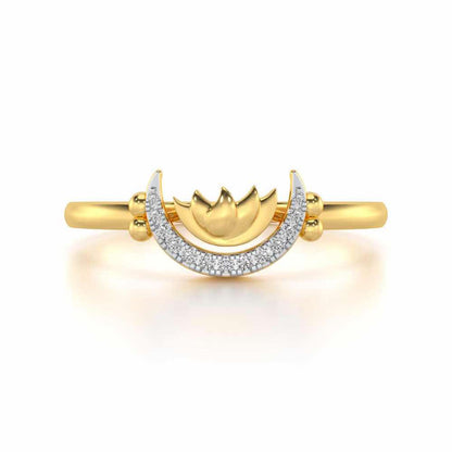 Lotus Moon Silver Ring - Yellow Gold - Image 4