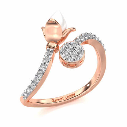 Lotus n Bud Silver Ring - Rose Gold - Image 1