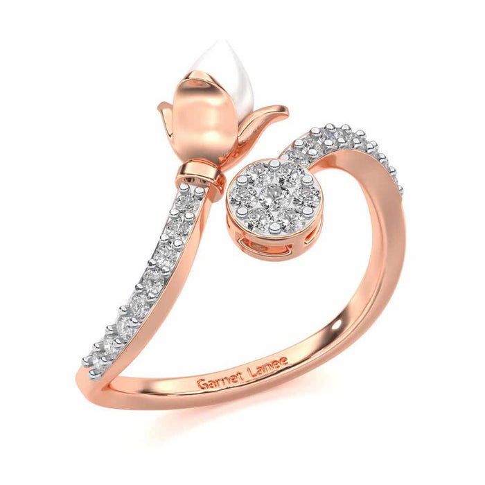 Lotus n Bud Silver Ring - Rose Gold - Image 1