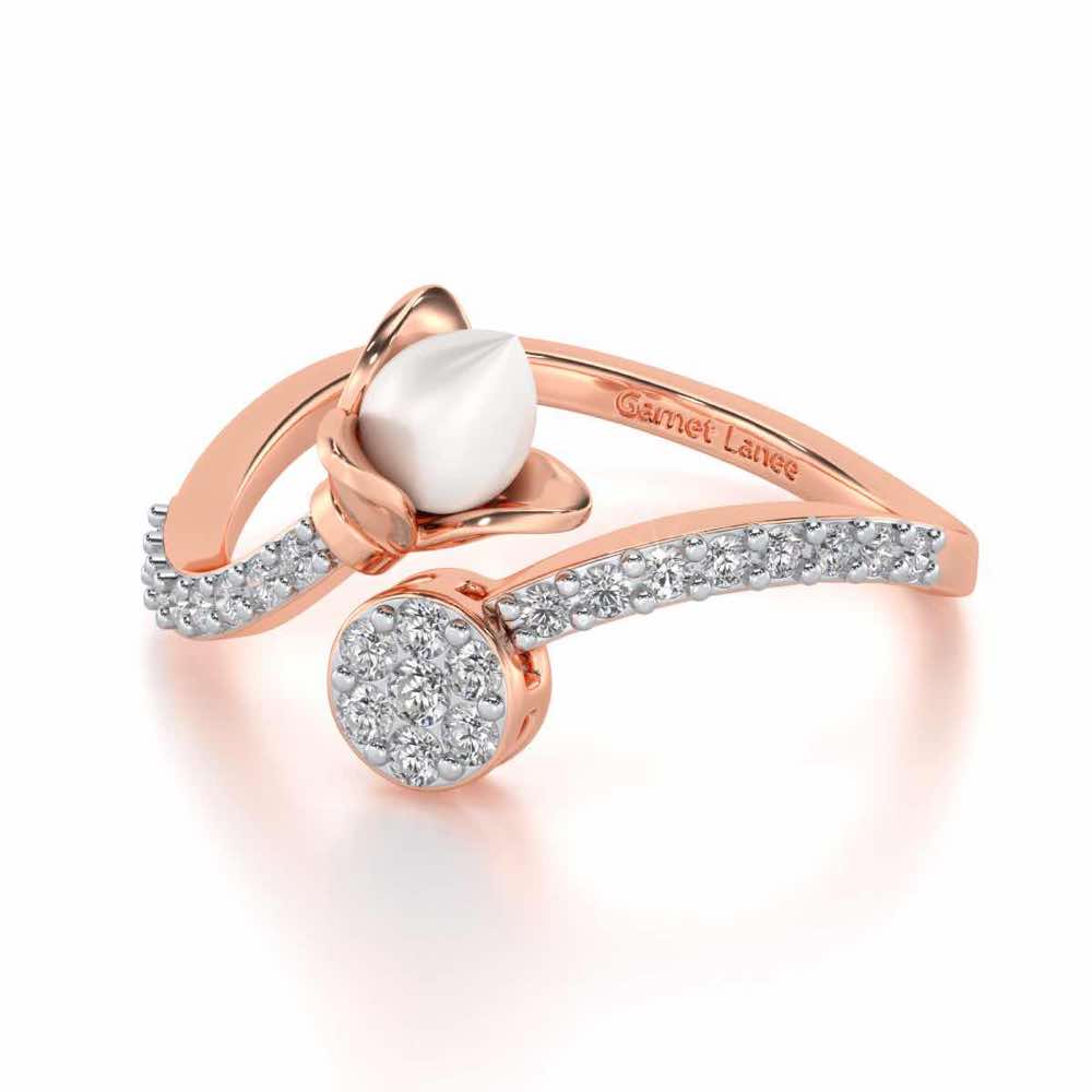 Lotus n Bud Silver Ring - Rose Gold - Image 2