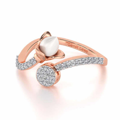 Lotus n Bud Silver Ring - Rose Gold - Image 2