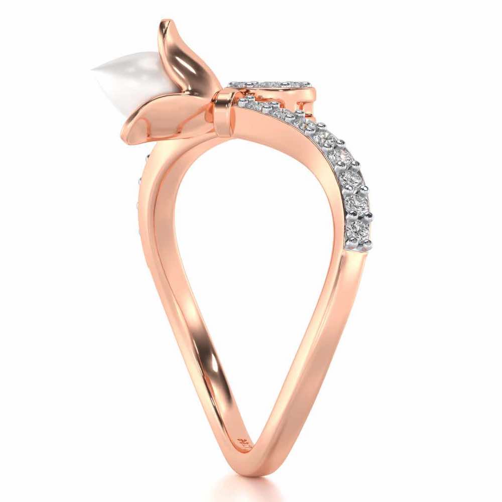 Lotus n Bud Silver Ring - Rose Gold - Image 3