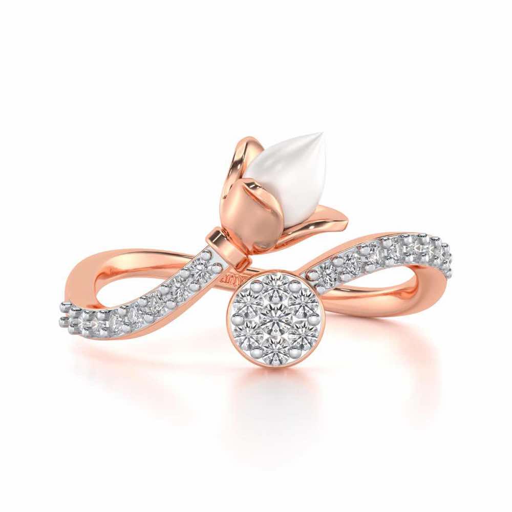 Lotus n Bud Silver Ring - Rose Gold - Image 4
