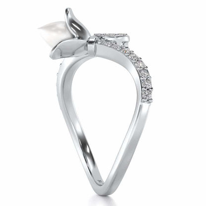 Lotus n Bud Silver Ring - White Gold - Image 3