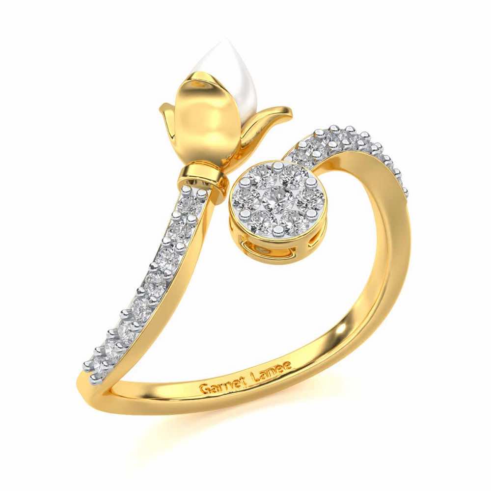 Lotus n Bud Silver Ring - Yellow Gold - Image 1