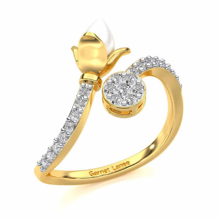 Lotus n Bud Silver Ring - Yellow Gold - Image 1