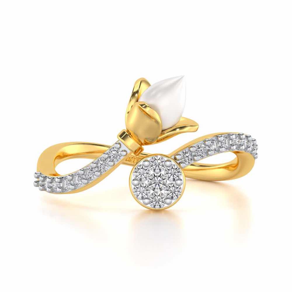 Lotus n Bud Silver Ring - Yellow Gold - Image 4