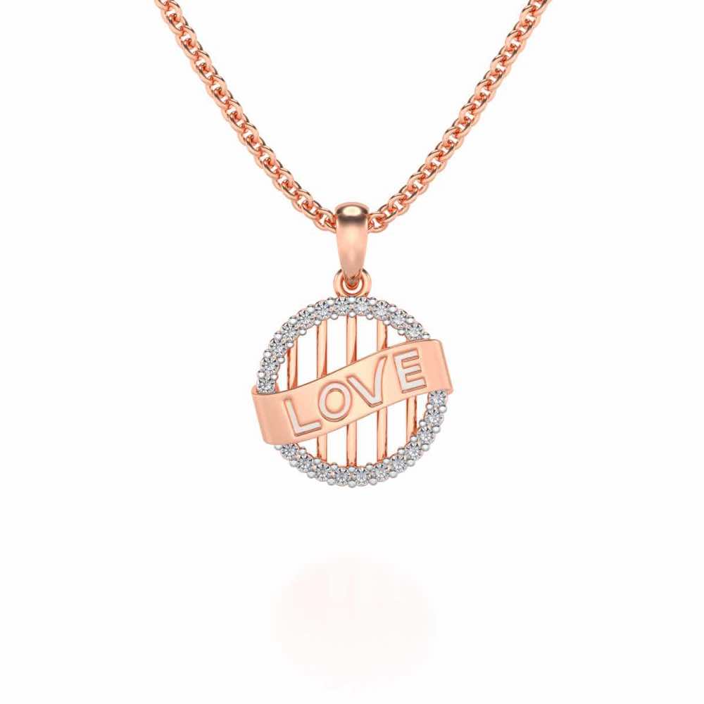 Love Banner Silver Pendant - Rose Gold - Image 1